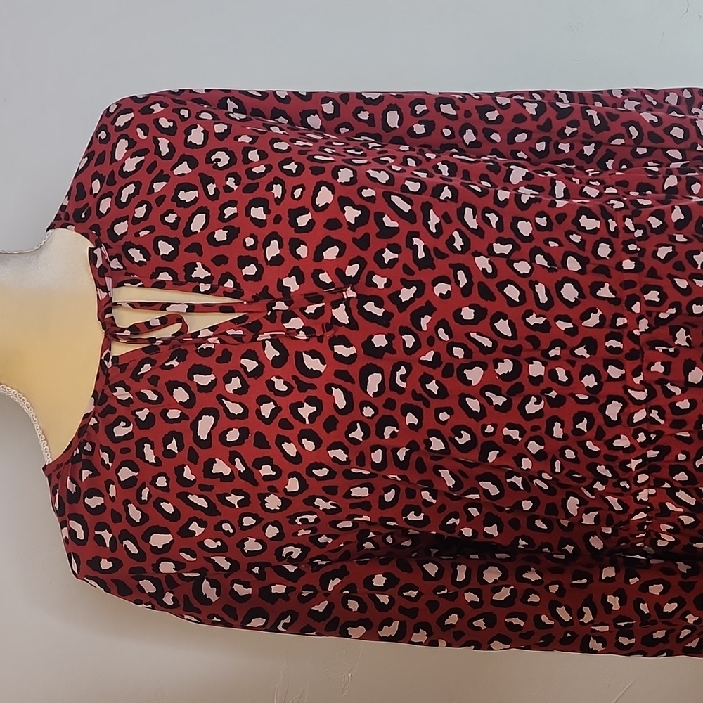 XL tall red cheetah print long sleeve dress - Picture 2 of 10